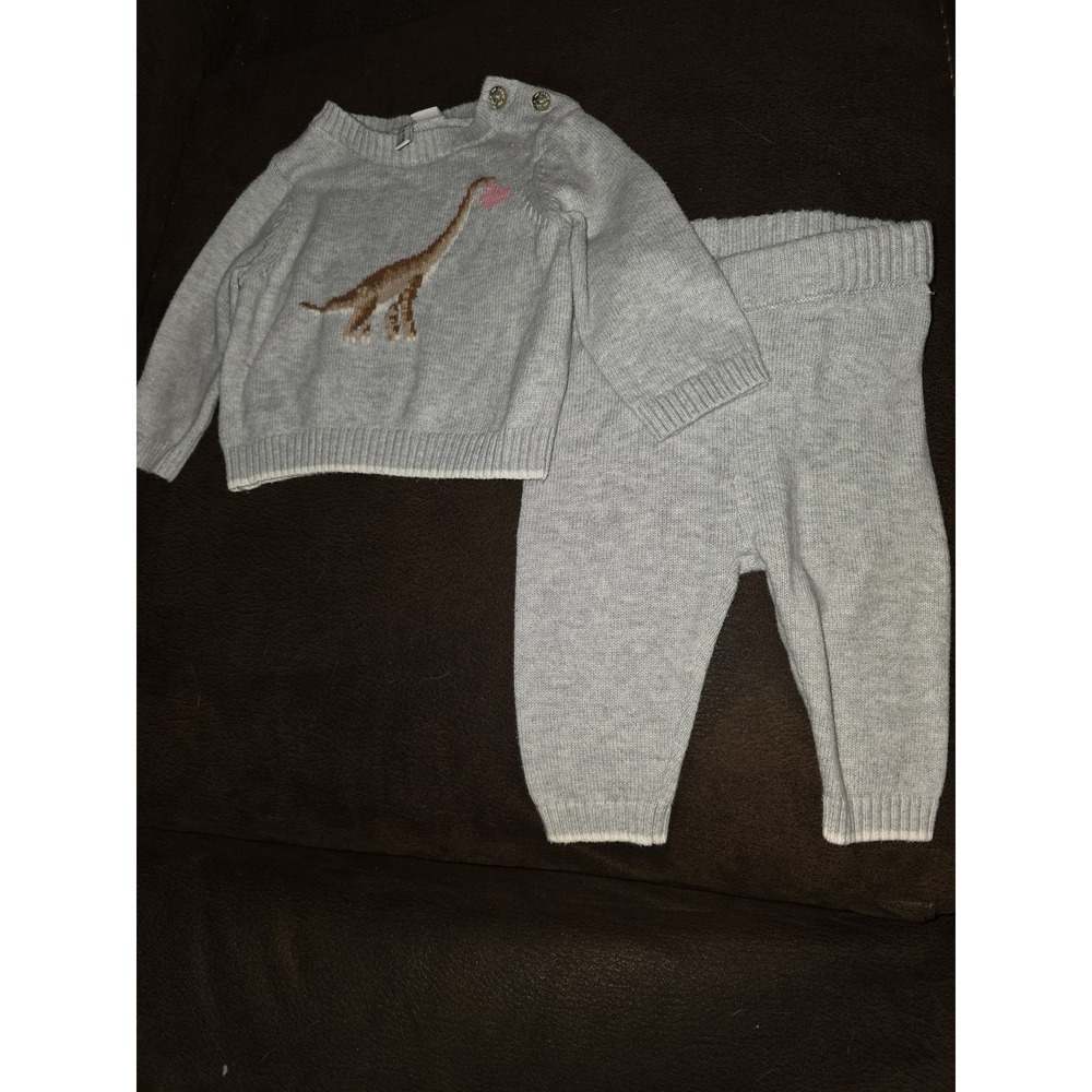 Janie and jack valentine's day dinosaur heart‎ sweater and pants size 0 3 months
